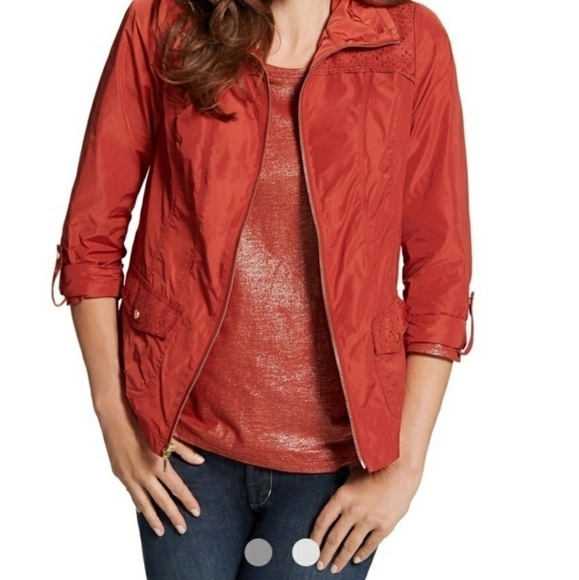 Chico's Finley red ochre jacket with suede detail NWT - Picture 1 of 9